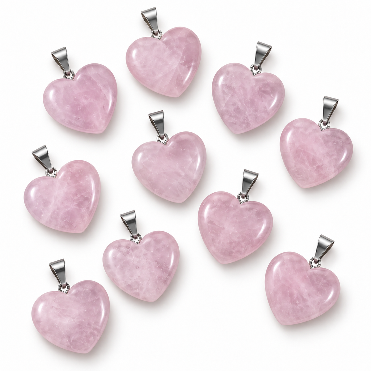 Rose Quartz Heart Pendant — Stone variations