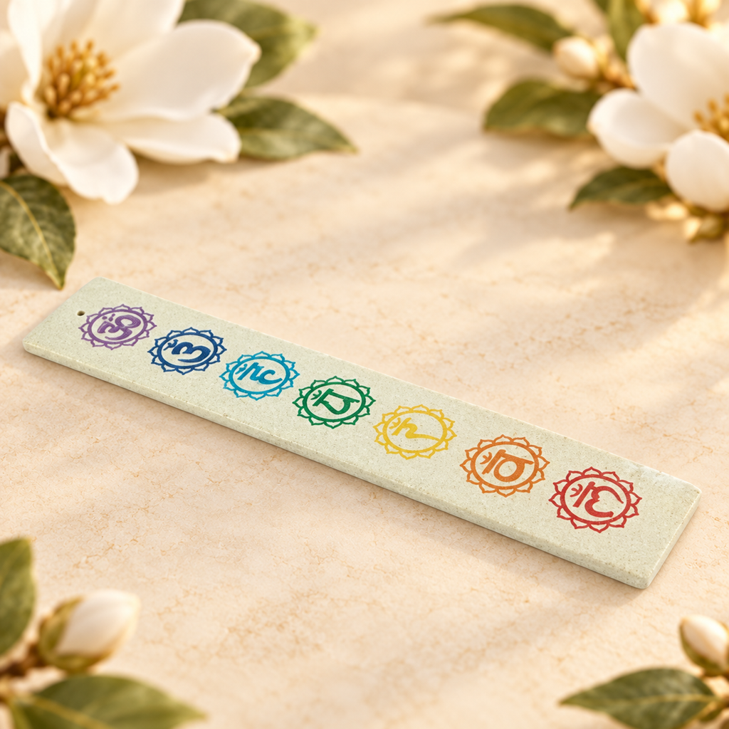 Seven Chakra Sandstone Incense Stick Holder – 10 Inch