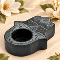Black Hamsa Soapstone Cone & Tealight Burner – 4 Inch