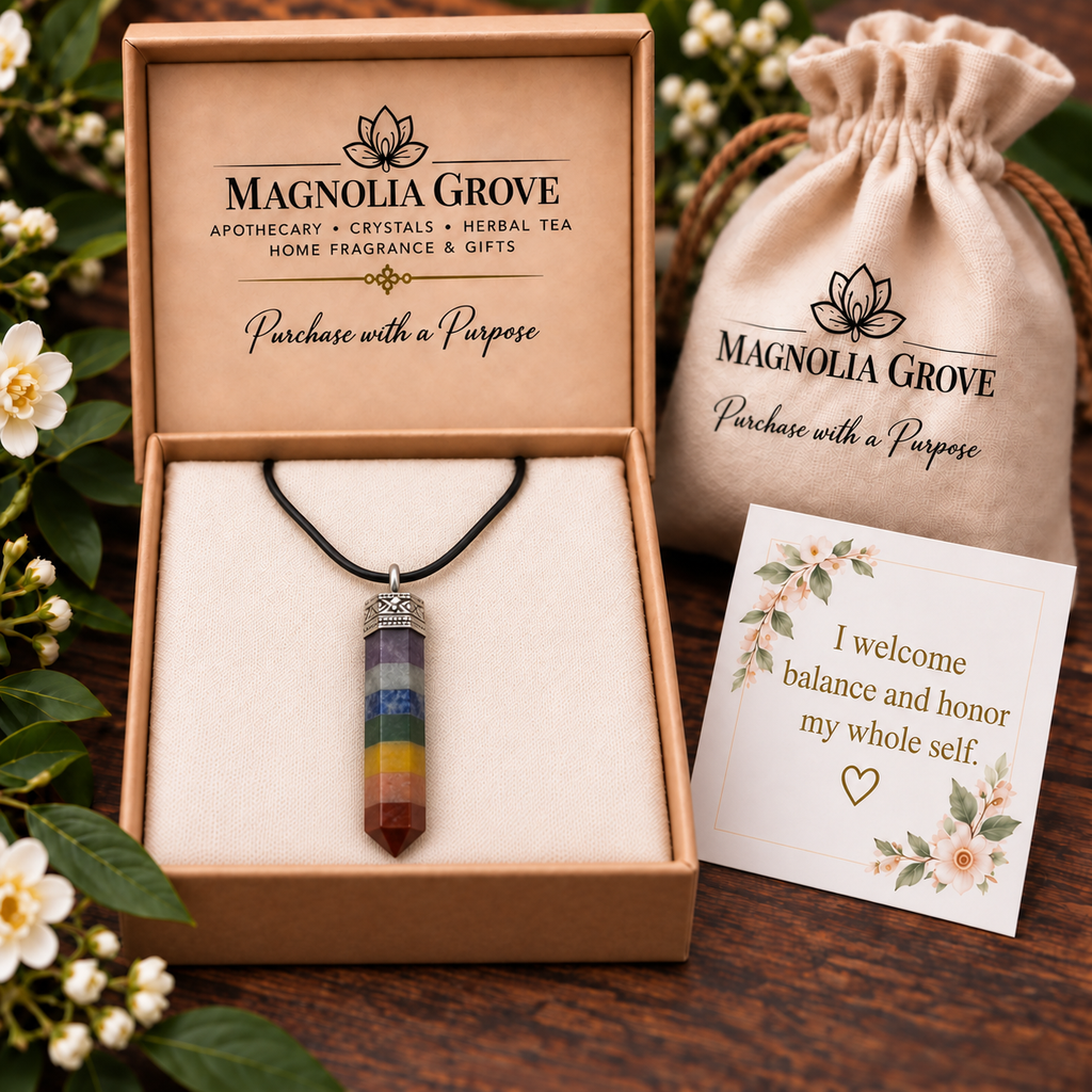 Seven Chakra pencil pendant — gift presentation