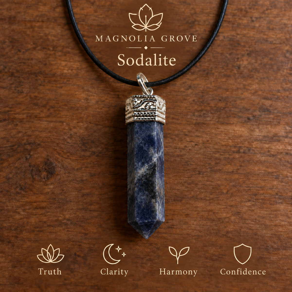 Sodalite pencil pendant — main branded image