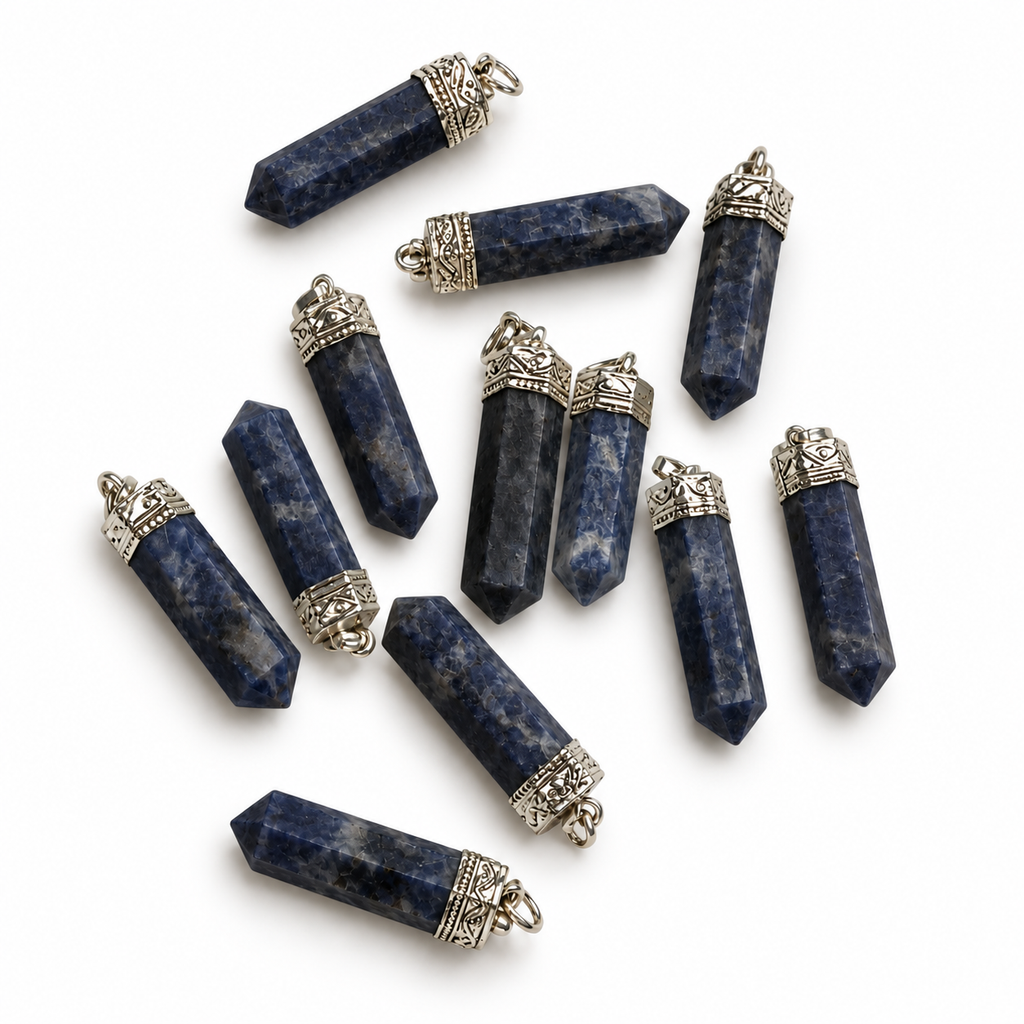 Sodalite pencil pendant — color and pattern variations