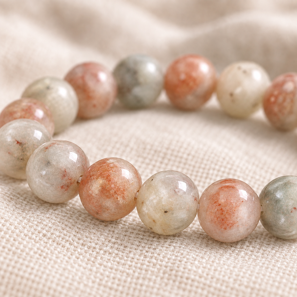 Sunstone 8mm stretch bracelet macro