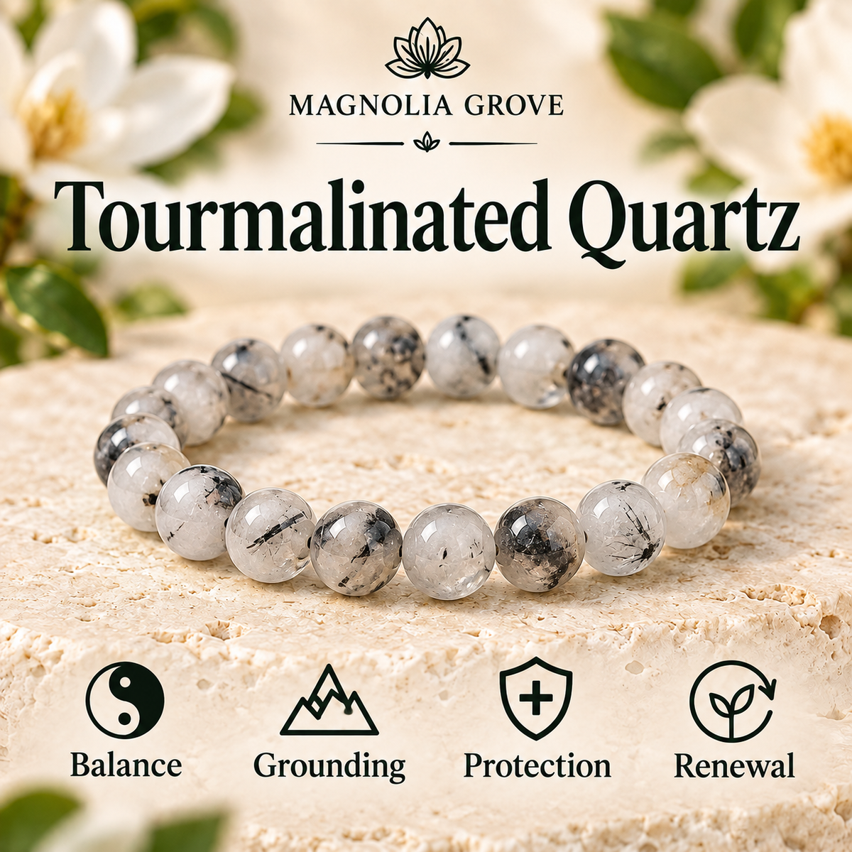 Tourmalinated Quartz 8mm stretch bracelet hero