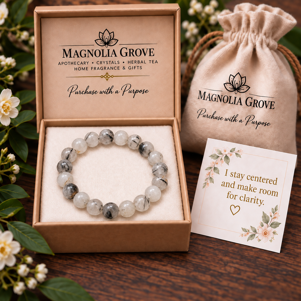 Tourmalinated Quartz 8mm stretch bracelet gift