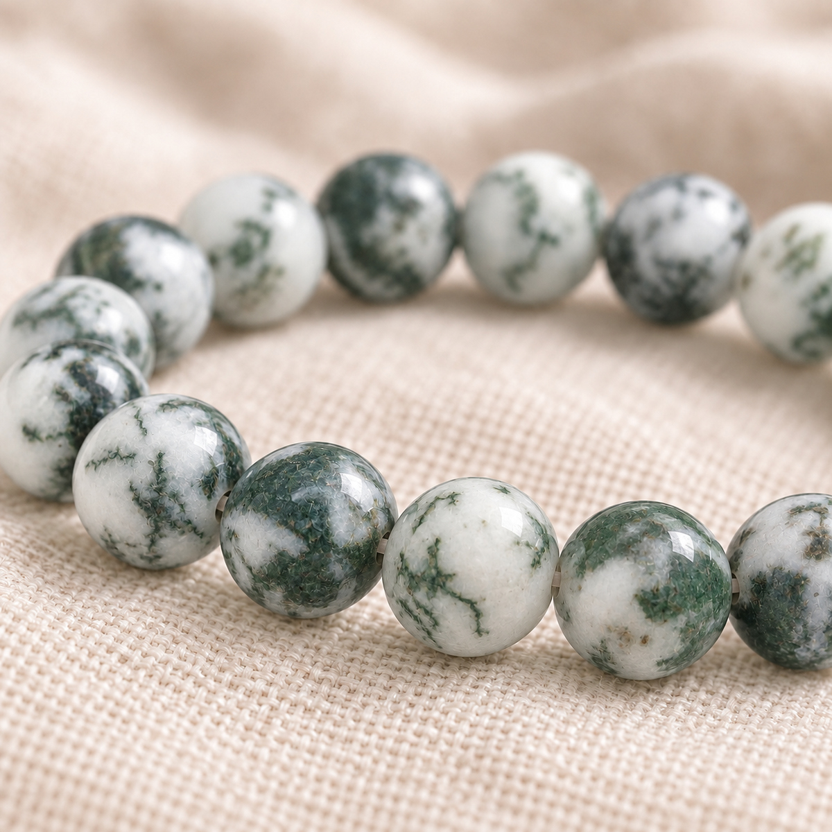 Tree Agate 8mm stretch bracelet macro