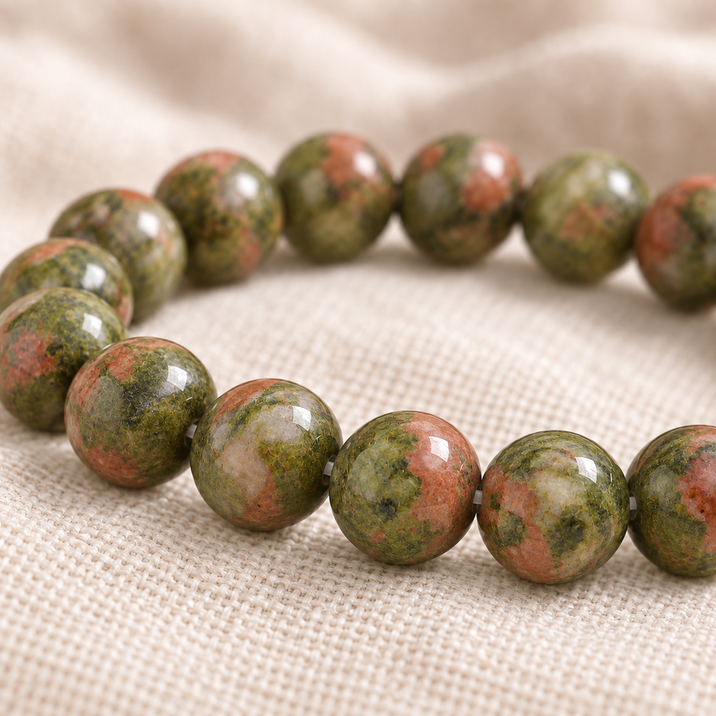 Unakite 8mm stretch bracelet macro