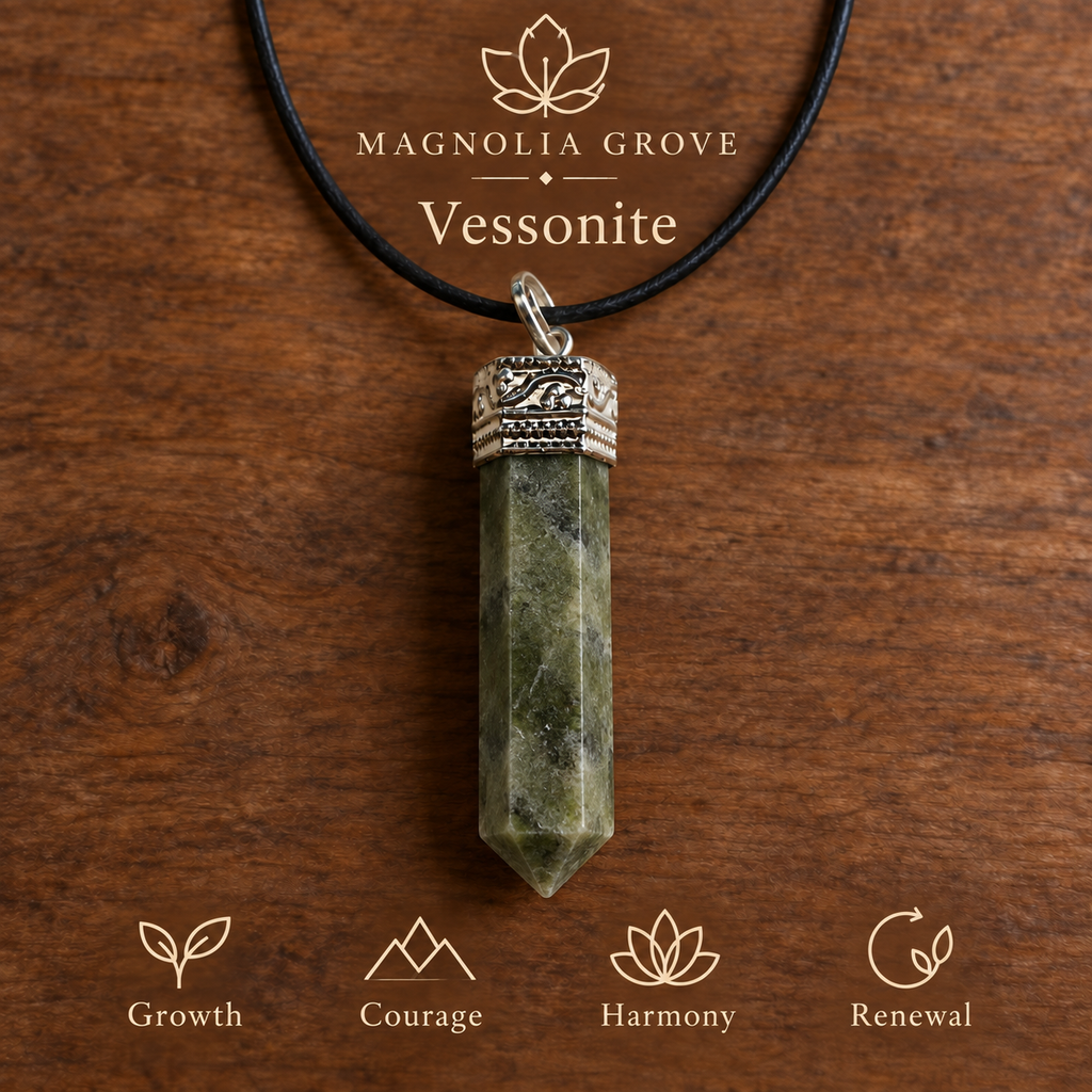 Vessonite pencil pendant — main branded image