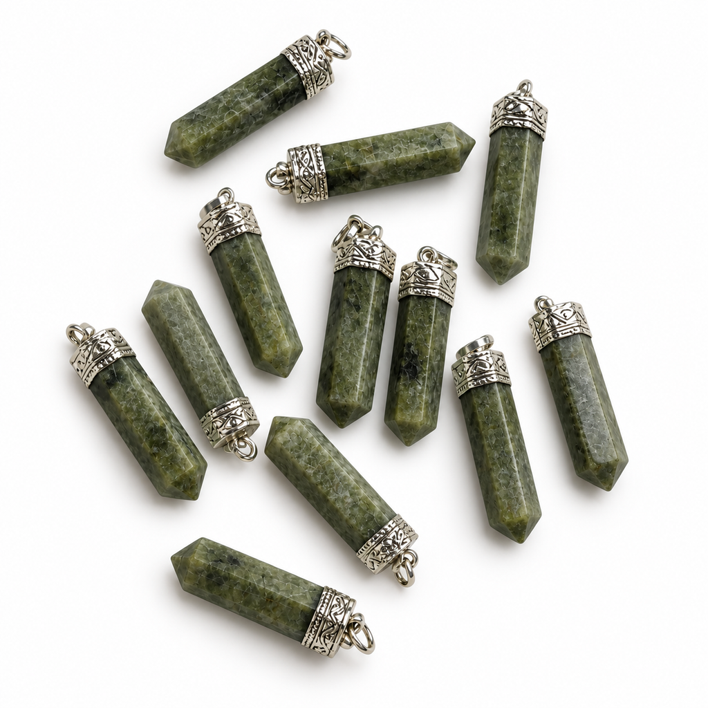 Vessonite pencil pendant — color and pattern variations