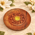Brass-Center Wooden Incense Plate Burners – Set of 6, 4 Inch