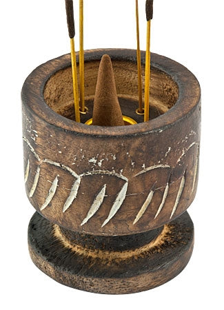 Carved Wooden Stick & Cone Burner – 2.75 Inch