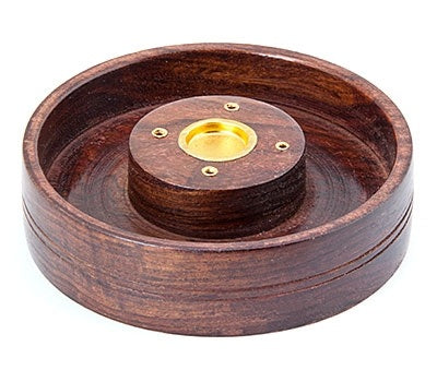 Carved Wooden Incense Plate Burner – 5 Inch