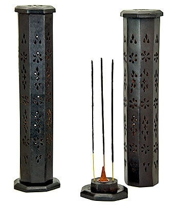 Black Wooden Incense Tower – 12 Inch