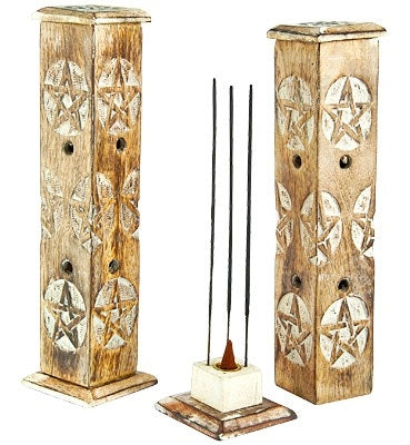 Pentacle Wooden Incense Tower – 12 Inch
