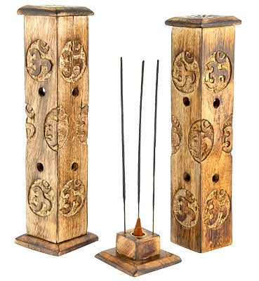 Om Symbol Wooden Incense Tower – 12 Inch