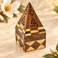Two-Tone Temple Wooden Cone Incense Burner – 6 Inch