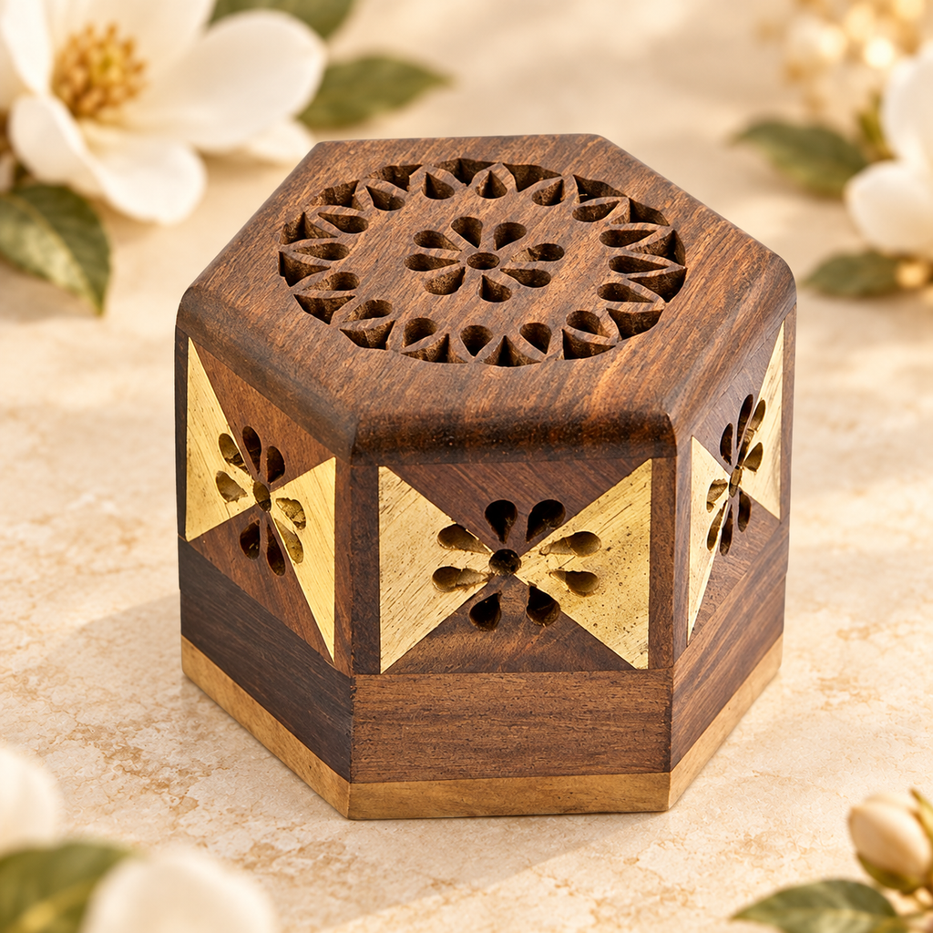 Two-Tone Wooden Cone Incense Burner – 3 Inch