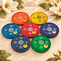 Chakra Flower of Life Wooden Incense Plate Burners – Set of 7, 4 Inch