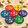 Chakra Om Symbol Wooden Incense Plate Burners – Set of 7, 4 Inch