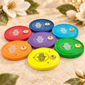 Chakra Hamsa Wooden Incense Plate Burners – Set of 7, 4 Inch