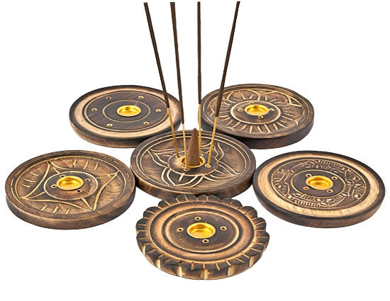 Assorted Wooden Stick & Cone Plate Burners – Set of 6, 4 Inch