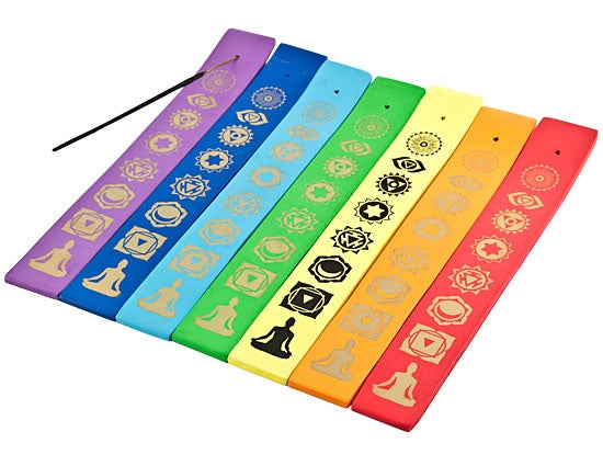 Chakra Yoga Wooden Incense Stick Holders – Set of 7, 10 Inch