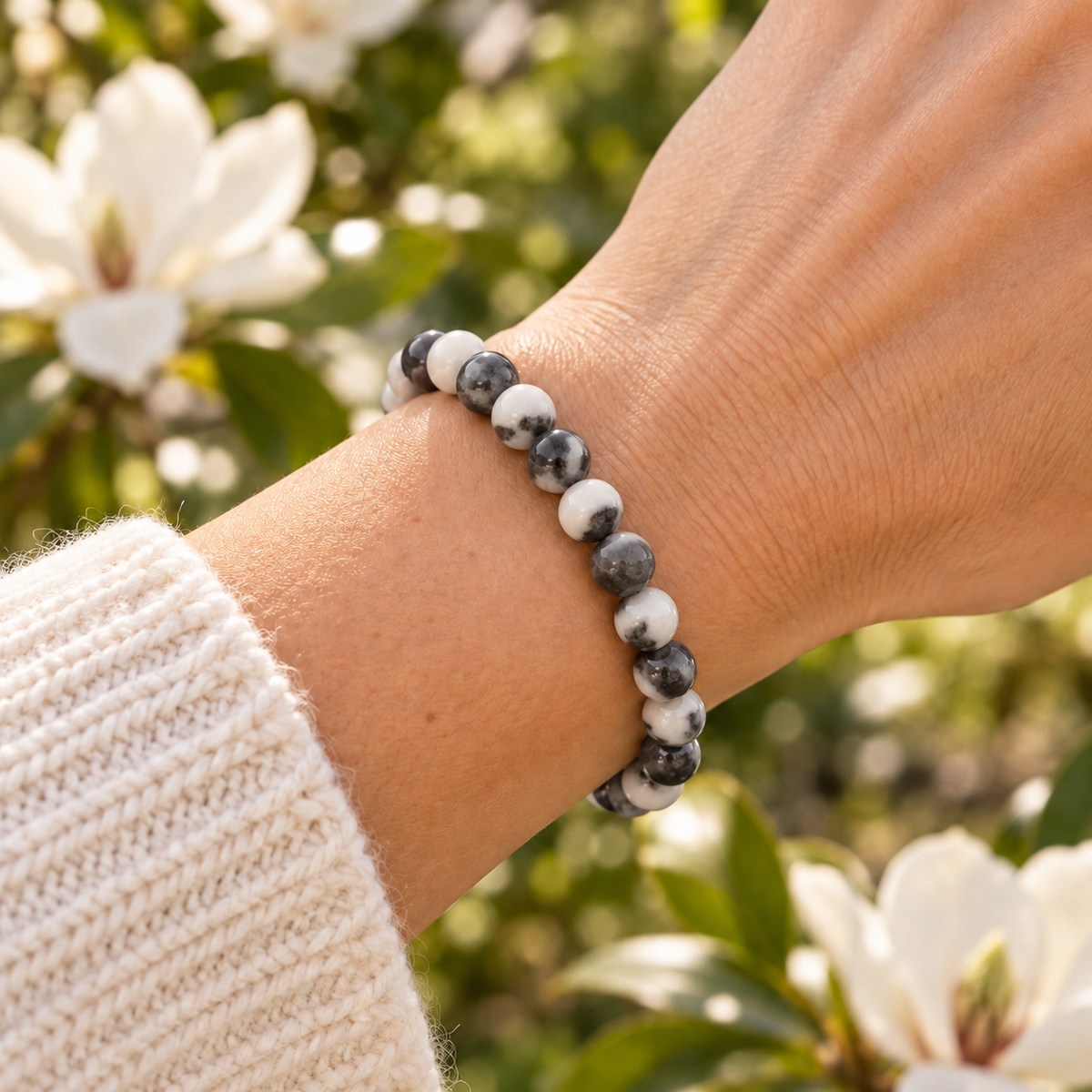 Zebra Jasper 8mm stretch bracelet wrist