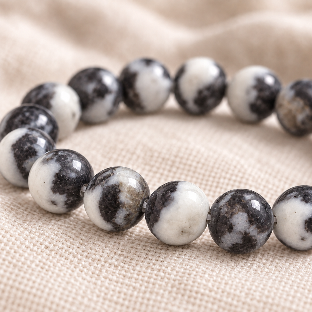 Zebra Jasper 8mm stretch bracelet macro