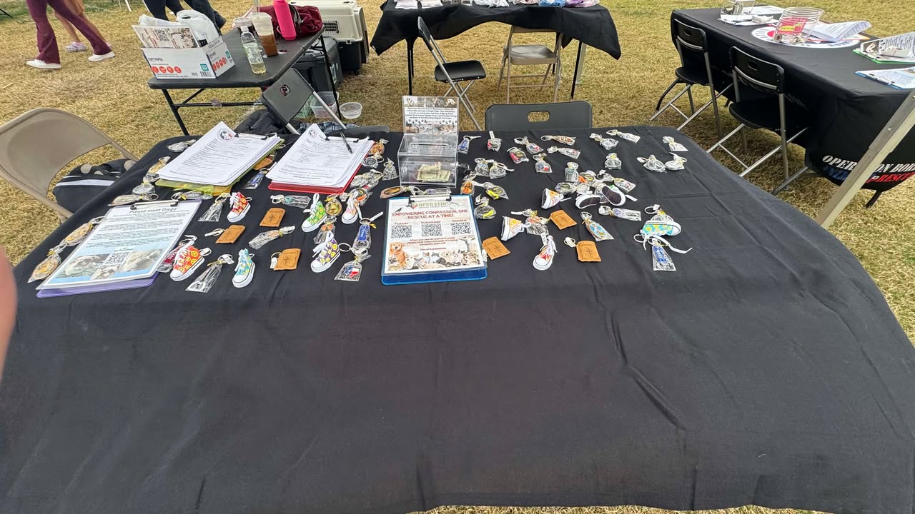 Local animal rescue fundraising table